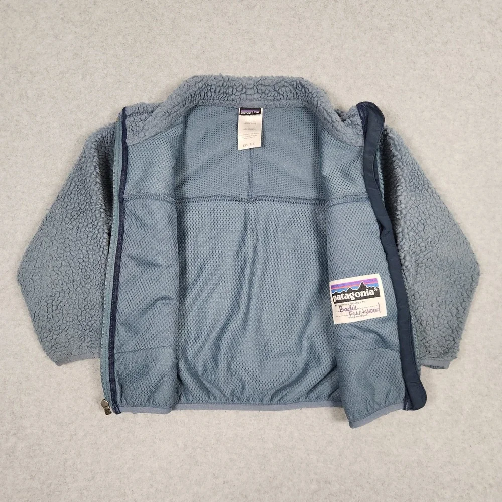 Vintage Patagonia Jacket Kids XXS (3-4) Blue Retro X Deep Pile Full Zip Outdoors